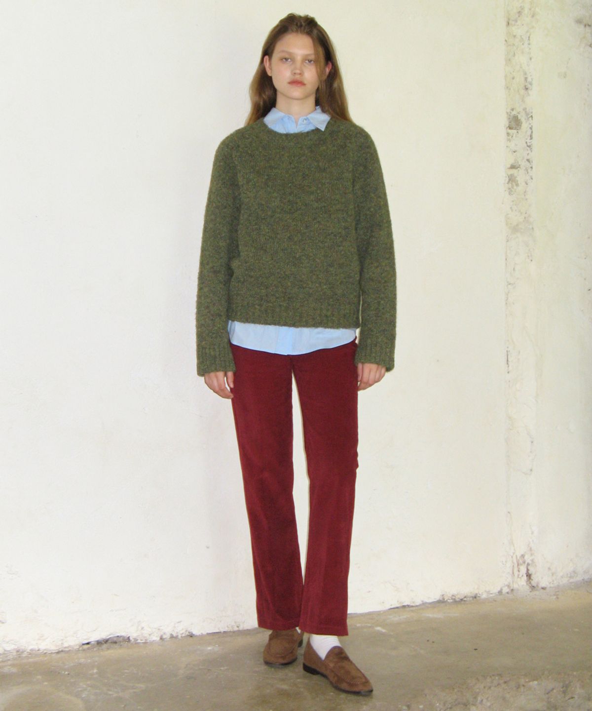 시눈(SINOON) MIXED PULLOVER KNIT (GREEN)