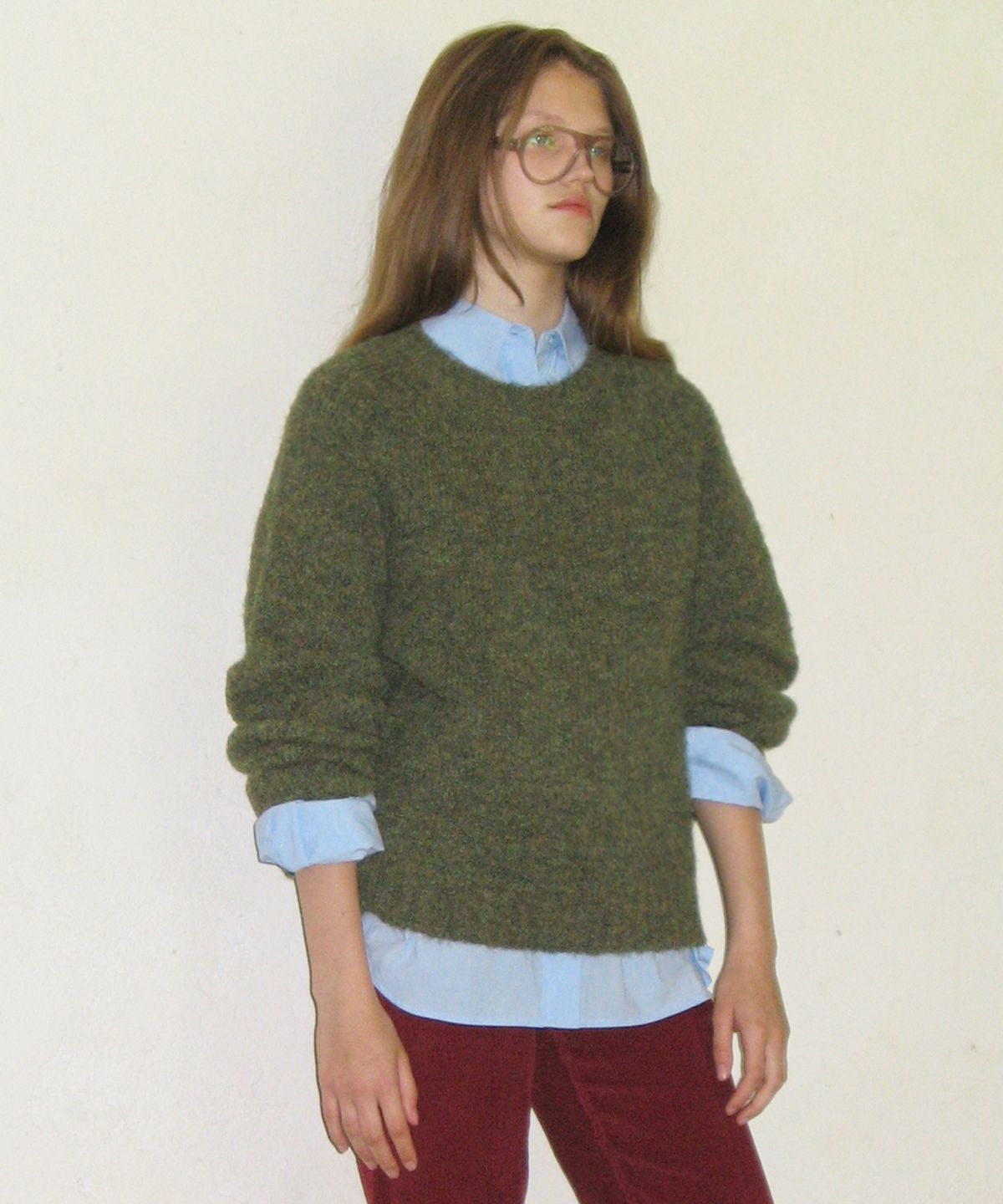 시눈(SINOON) MIXED PULLOVER KNIT (GREEN)