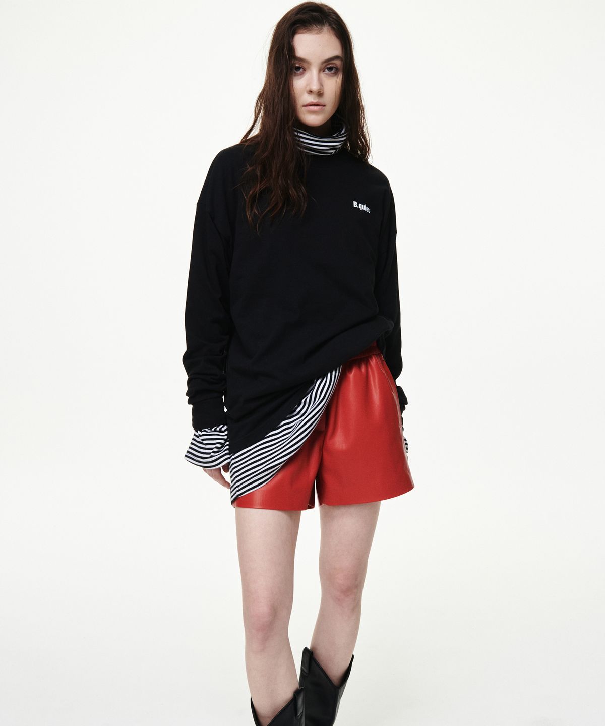 비콰이엇(B QUIET) OVERSIZED LONG SLEEVE TSHIRTS_BLACK
