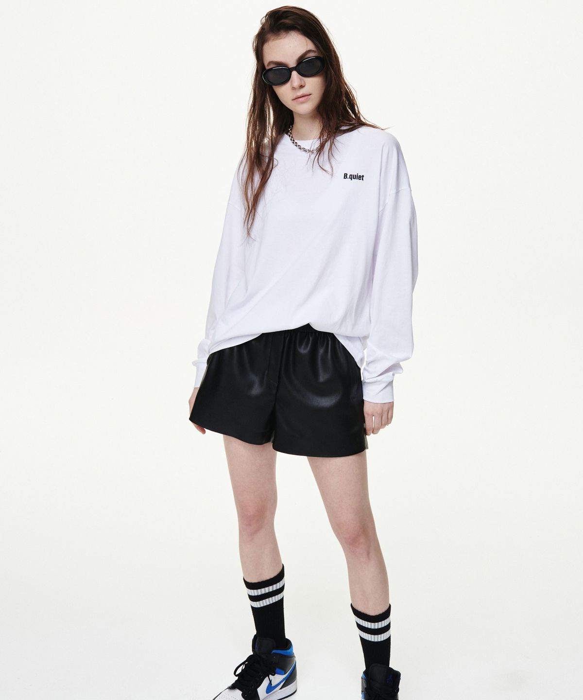 비콰이엇(B QUIET) OVERSIZED LONG SLEEVE TSHIRTS_WHITE