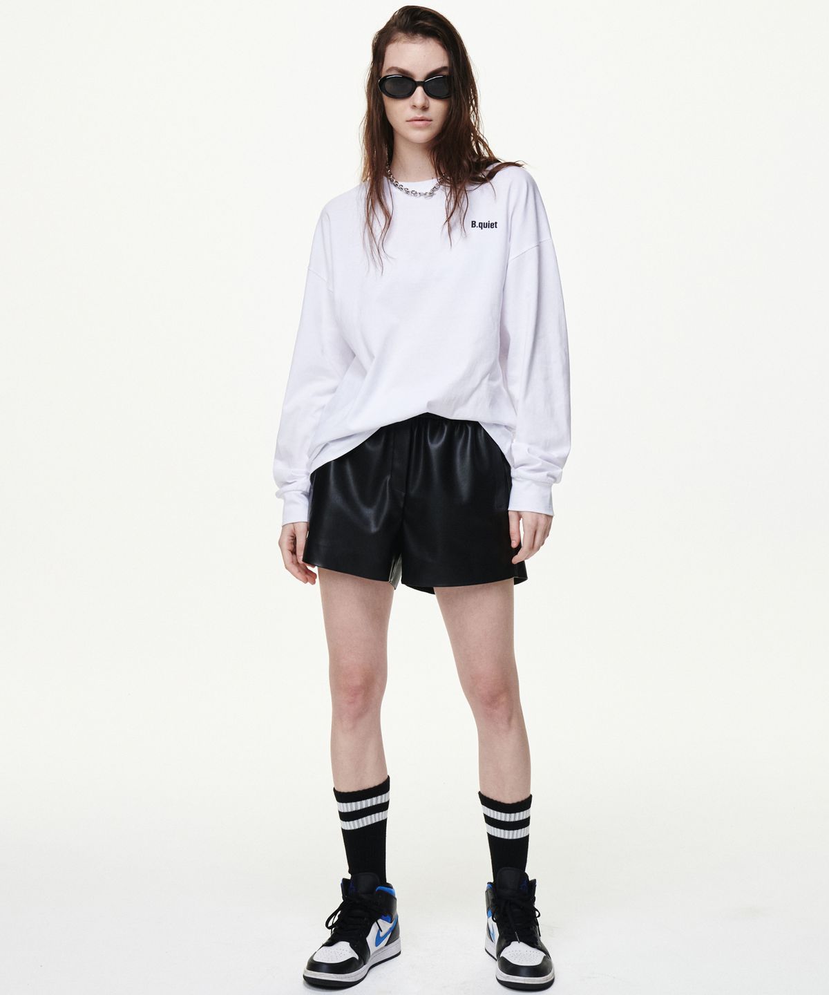 비콰이엇(B QUIET) OVERSIZED LONG SLEEVE TSHIRTS_WHITE