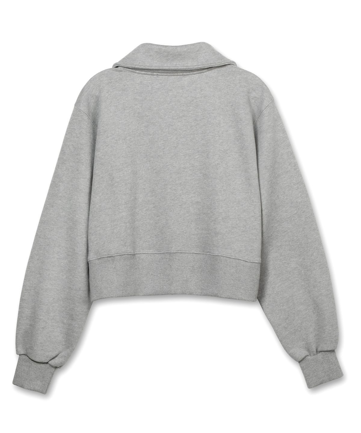 비콰이엇(B QUIET) CROPPED HALF ZIP-UP SWEATSHIRT_MELANGE GRAY