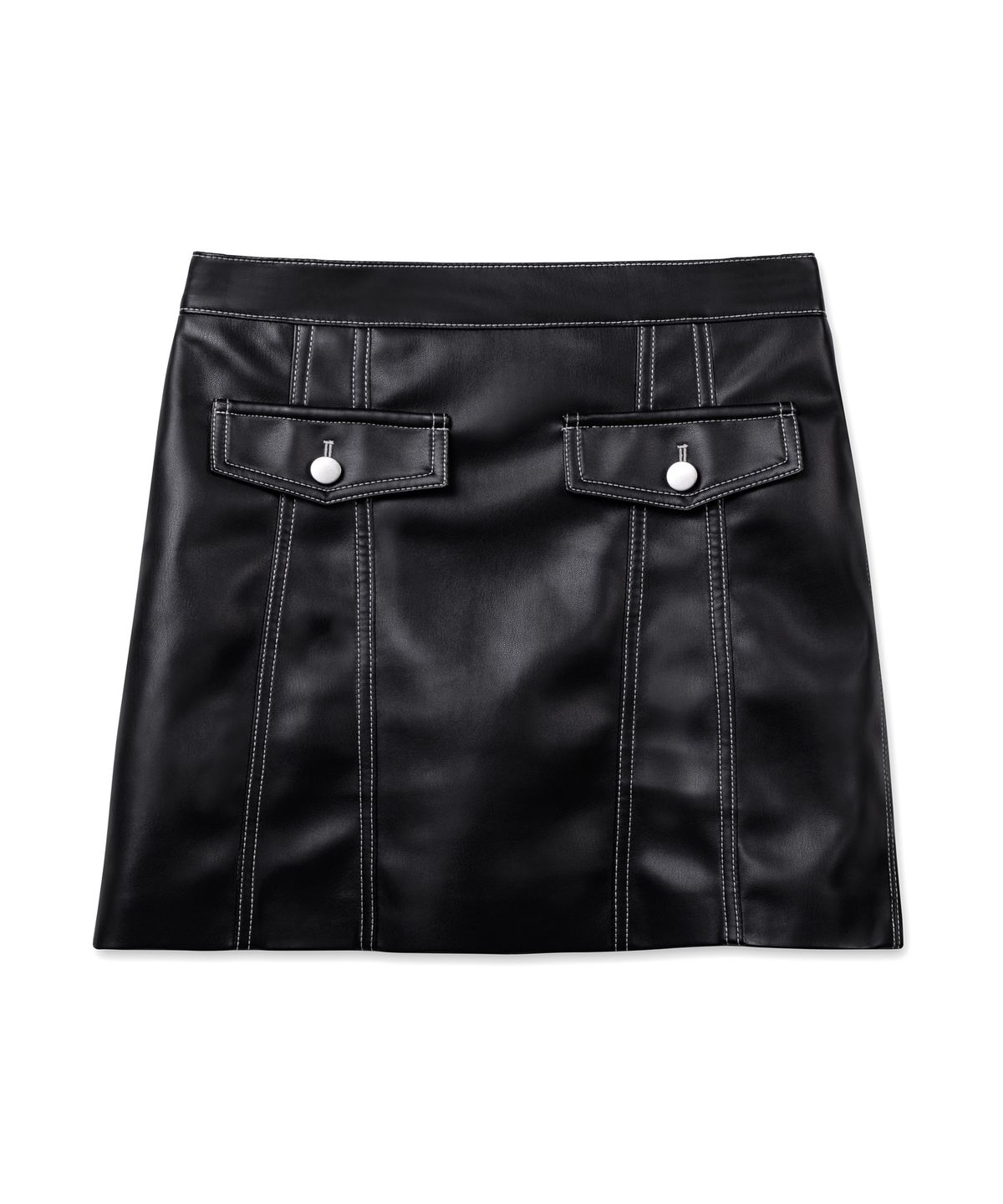 비콰이엇(B QUIET) FAUX LEATHER POCKET MINI SKIRTS_BLACK