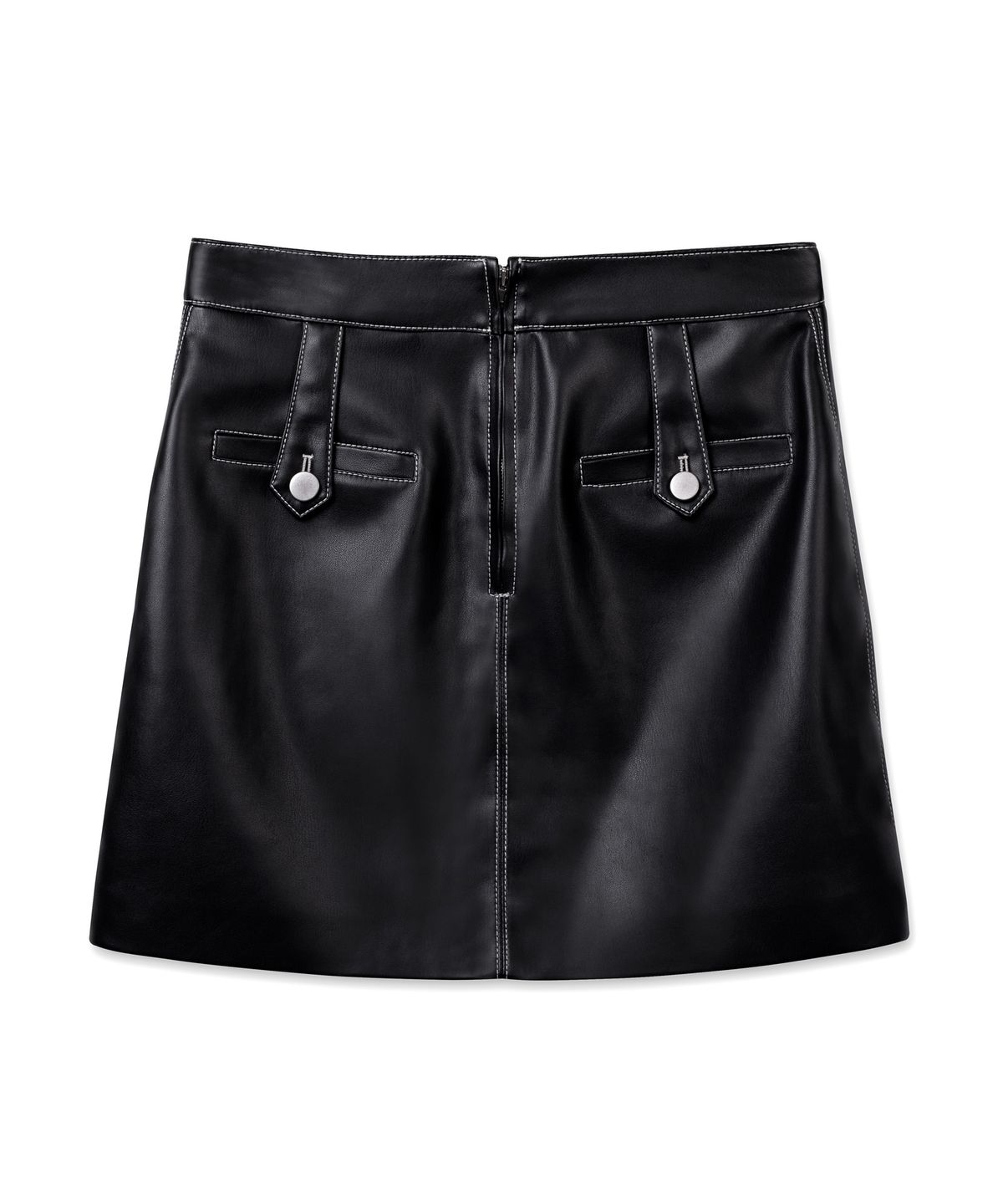 비콰이엇(B QUIET) FAUX LEATHER POCKET MINI SKIRTS_BLACK