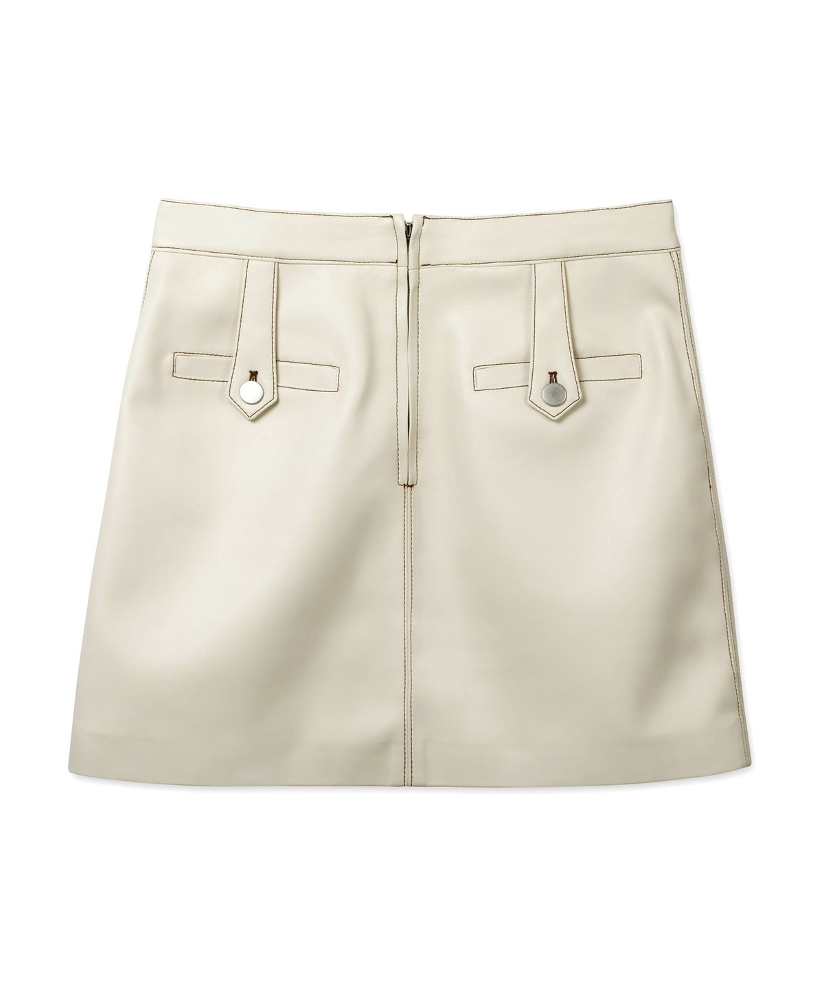 비콰이엇(B QUIET) FAUX LEATHER POCKET MINI SKIRTS_CREAM
