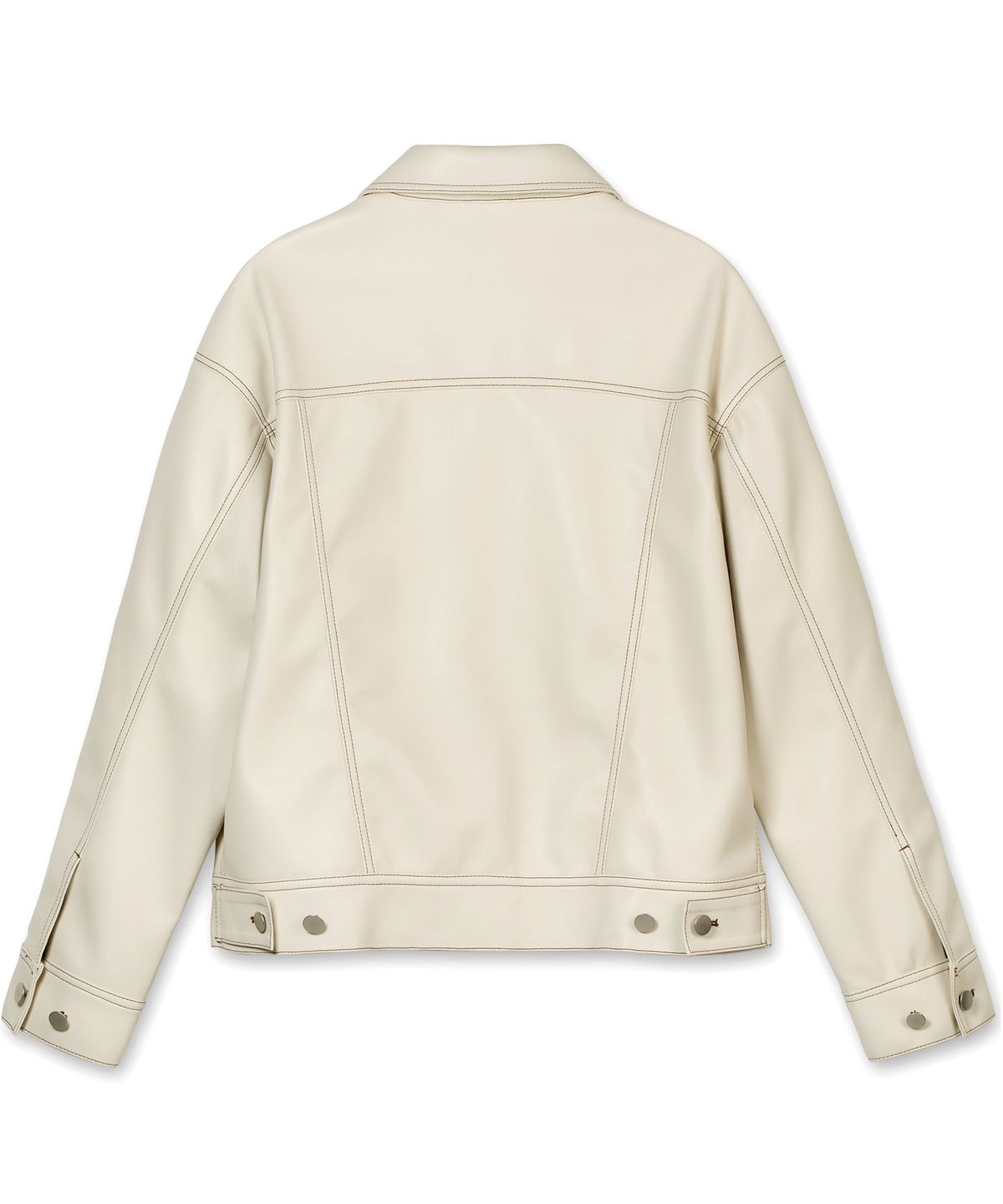 비콰이엇(B QUIET) [UNISEX]FAUX LEATHER TRUCKER JACKET_CREAM