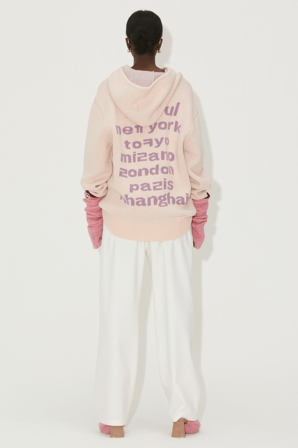 MUSINSA公式 | NOHANT LOVE CITY KNIT HOODIE AURORA PINK