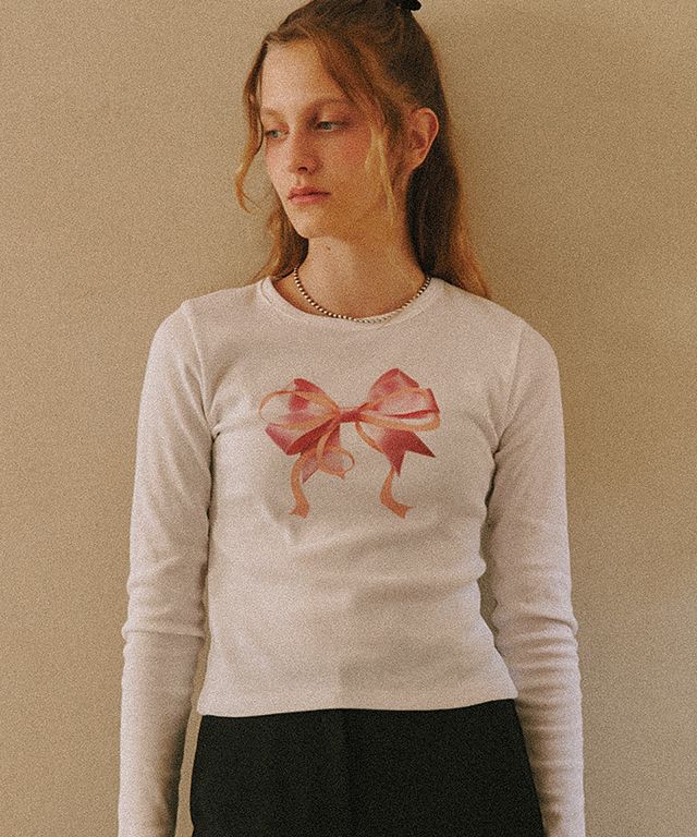 【RONRON】 I RIBBON SLIM CROP LONG SLEEVE ☆大人気☆ MUSINSA | RONRON DOUBLE RIBBON SLIM CROP LONG SLEEVE WHITE PINK