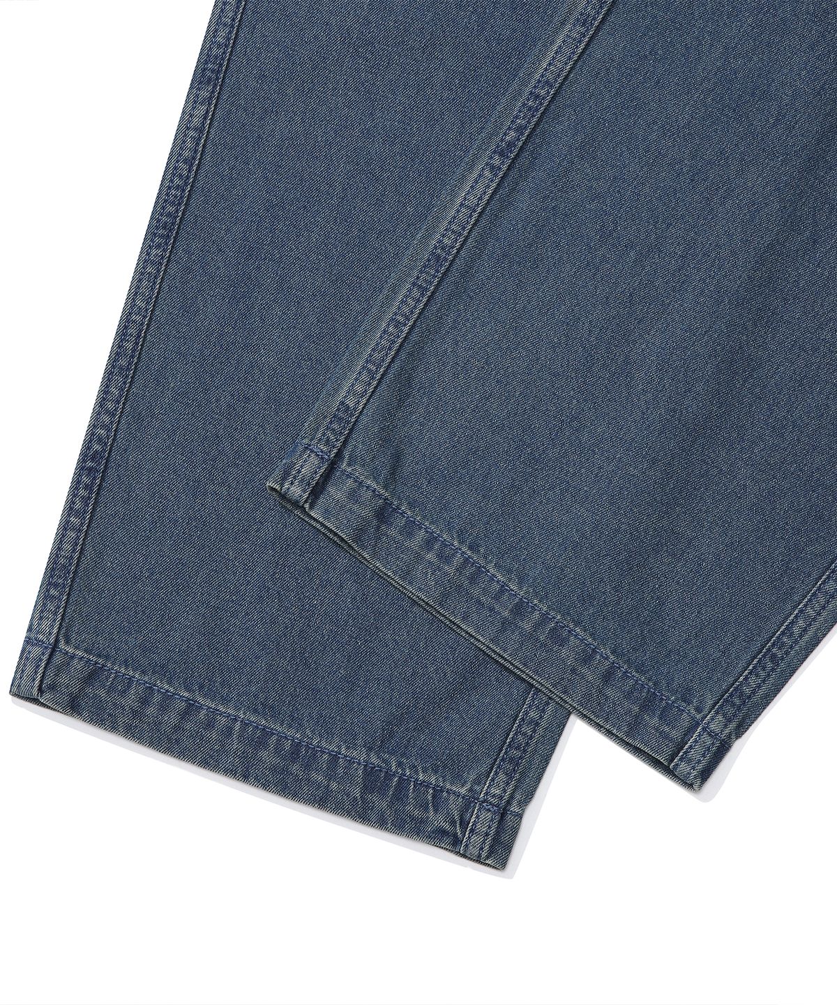 컬럼비아 유니버시티(COLUMBIA UNIVERSITY) M-LABEL LOOSE-FIT DENIM PINTUCK PANTS 미드나잇진