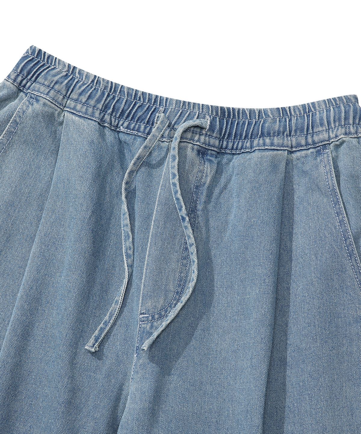 컬럼비아 유니버시티(COLUMBIA UNIVERSITY) M-LABEL LOOSE-FIT DENIM PINTUCK PANTS 라이트진