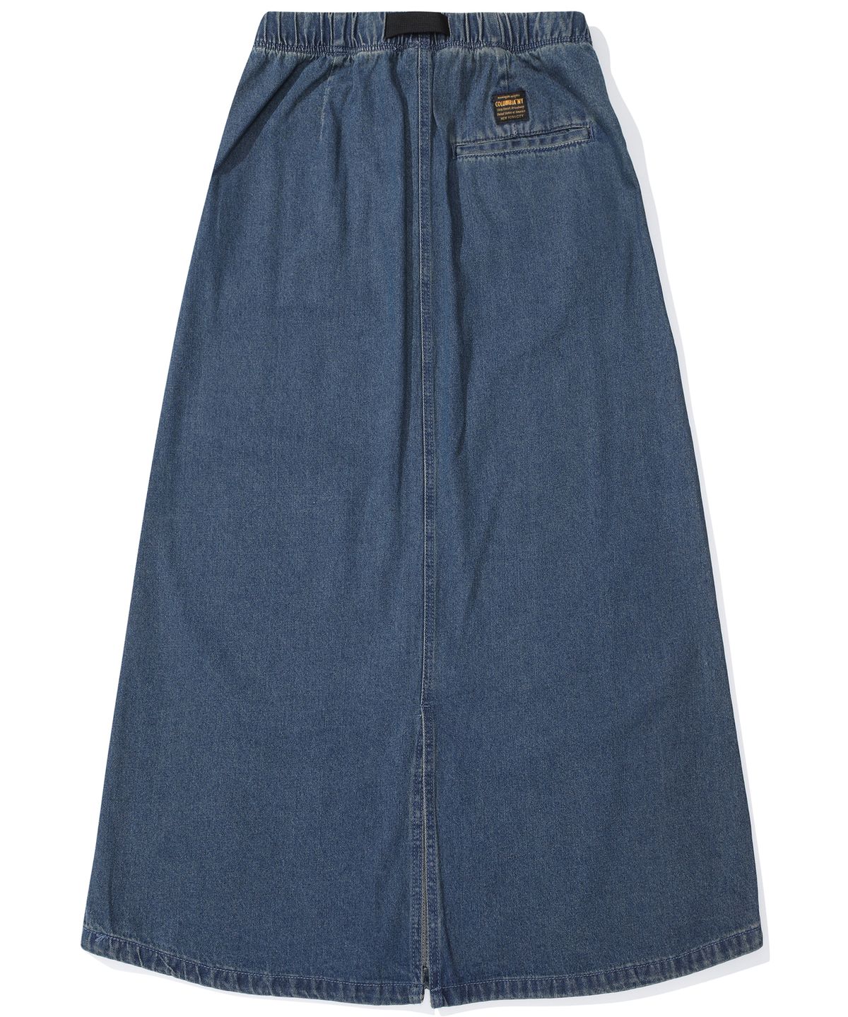 컬럼비아 유니버시티(COLUMBIA UNIVERSITY) M-LABEL BELTED DENIM LONG SKIRT 미드나잇진