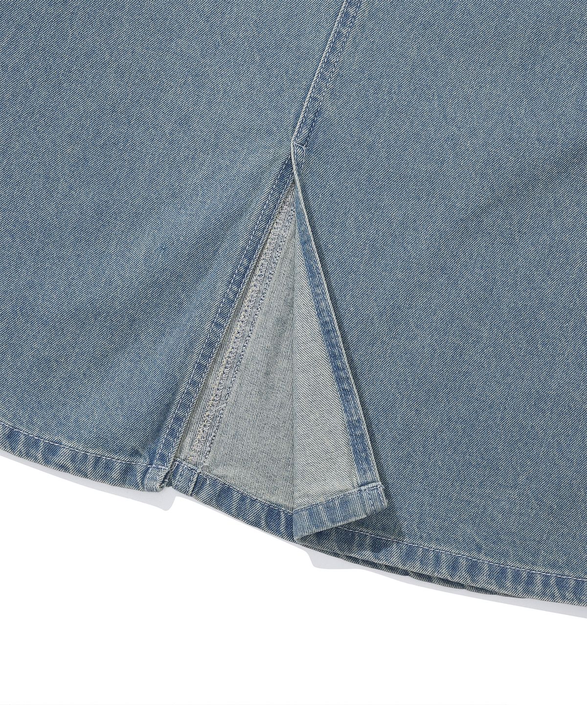 컬럼비아 유니버시티(COLUMBIA UNIVERSITY) M-LABEL BELTED DENIM LONG SKIRT 라이트진