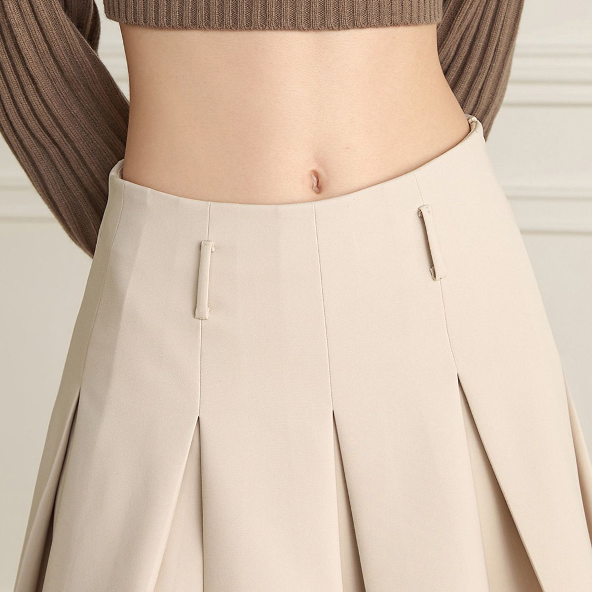 와이와이아이엠(YYIAM) YY_High-waist pleat knit skirt