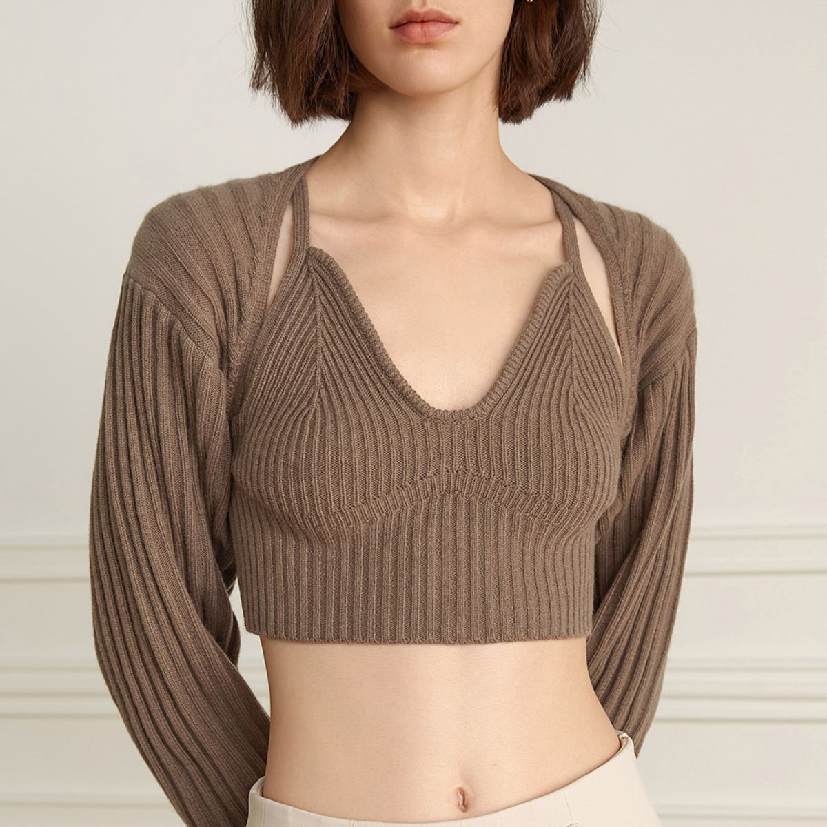 와이와이아이엠(YYIAM) YY_Two-Piece shawl knit sweater set
