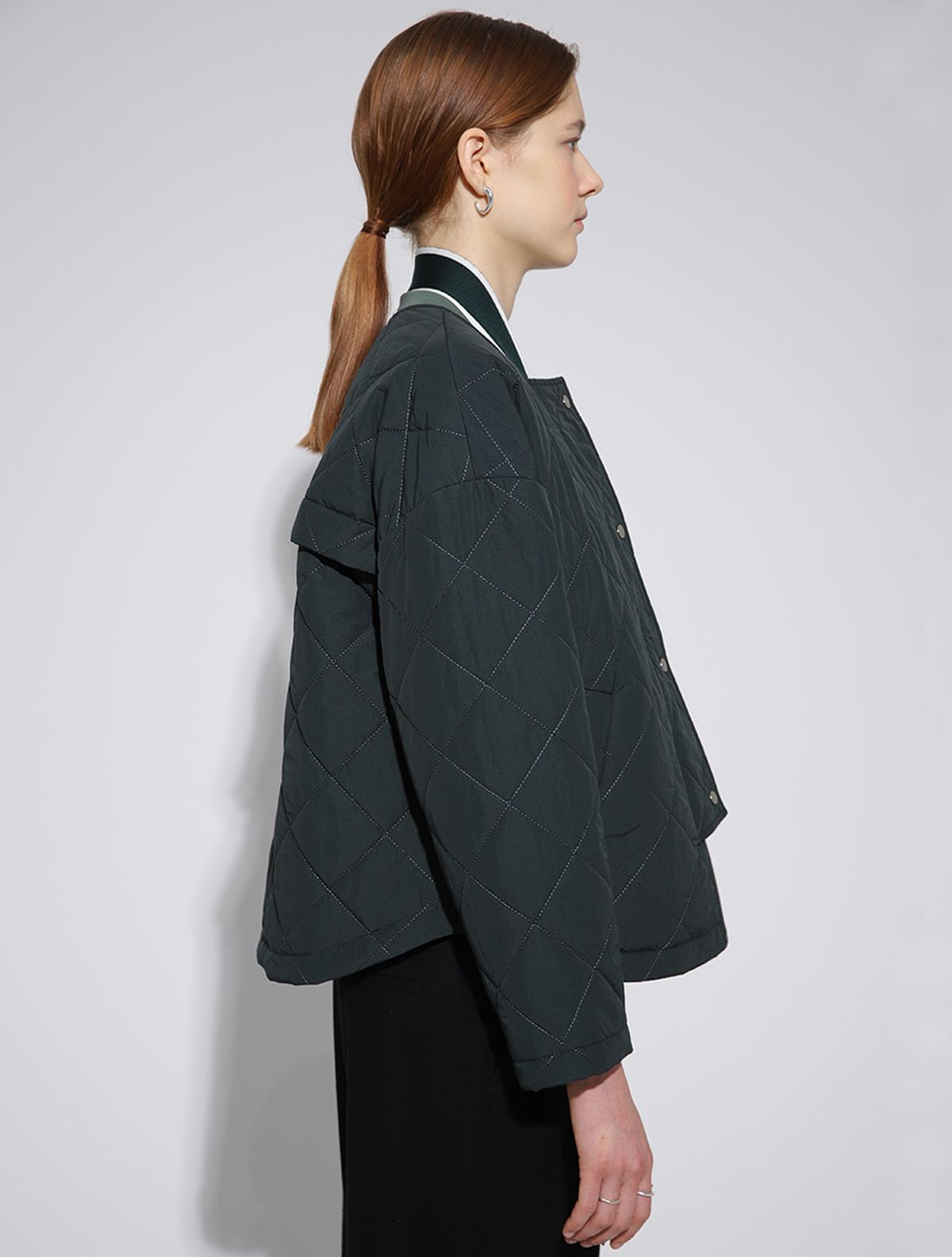 르이엘(LE YIEL) Quilting Crop Padding Jumper_Green 퀼팅 크롭 패딩 점퍼_그린