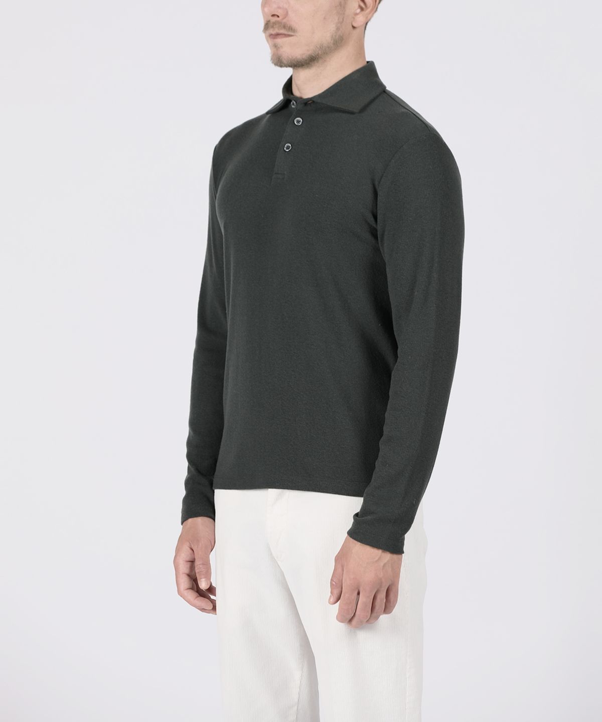 빠니깔레(PANICALE) 그린 에센셜기모 긴팔 폴로