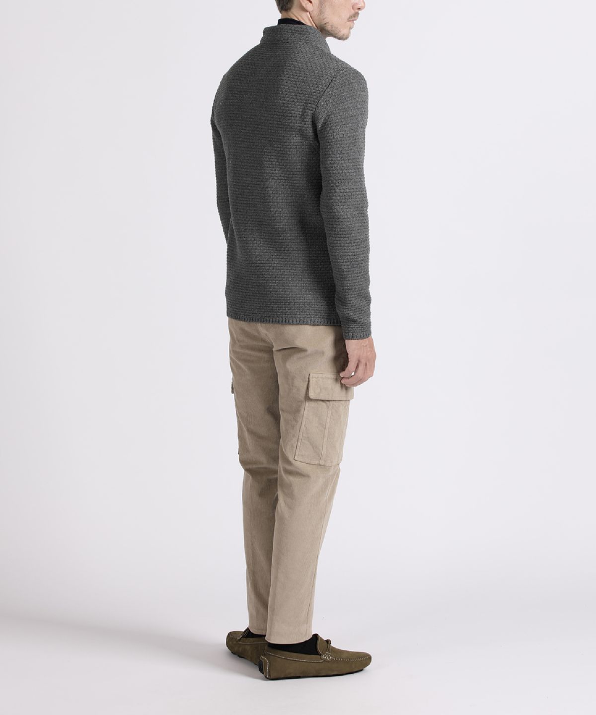 빠니깔레(PANICALE) 베이지 슬림 핏 세골 코듀로이 카고 팬츠