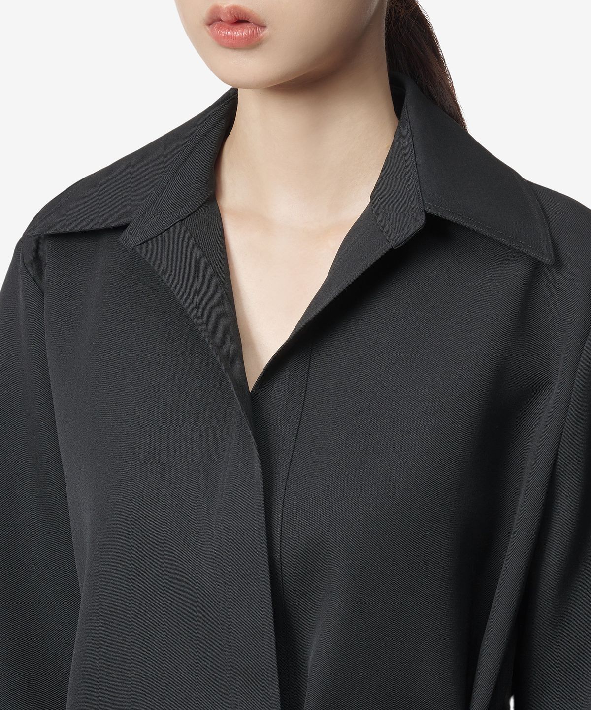 질 샌더(JIL SANDER) 웨이스트 스트링 울 셔츠 - 블랙 / J02DL0154J40002001
