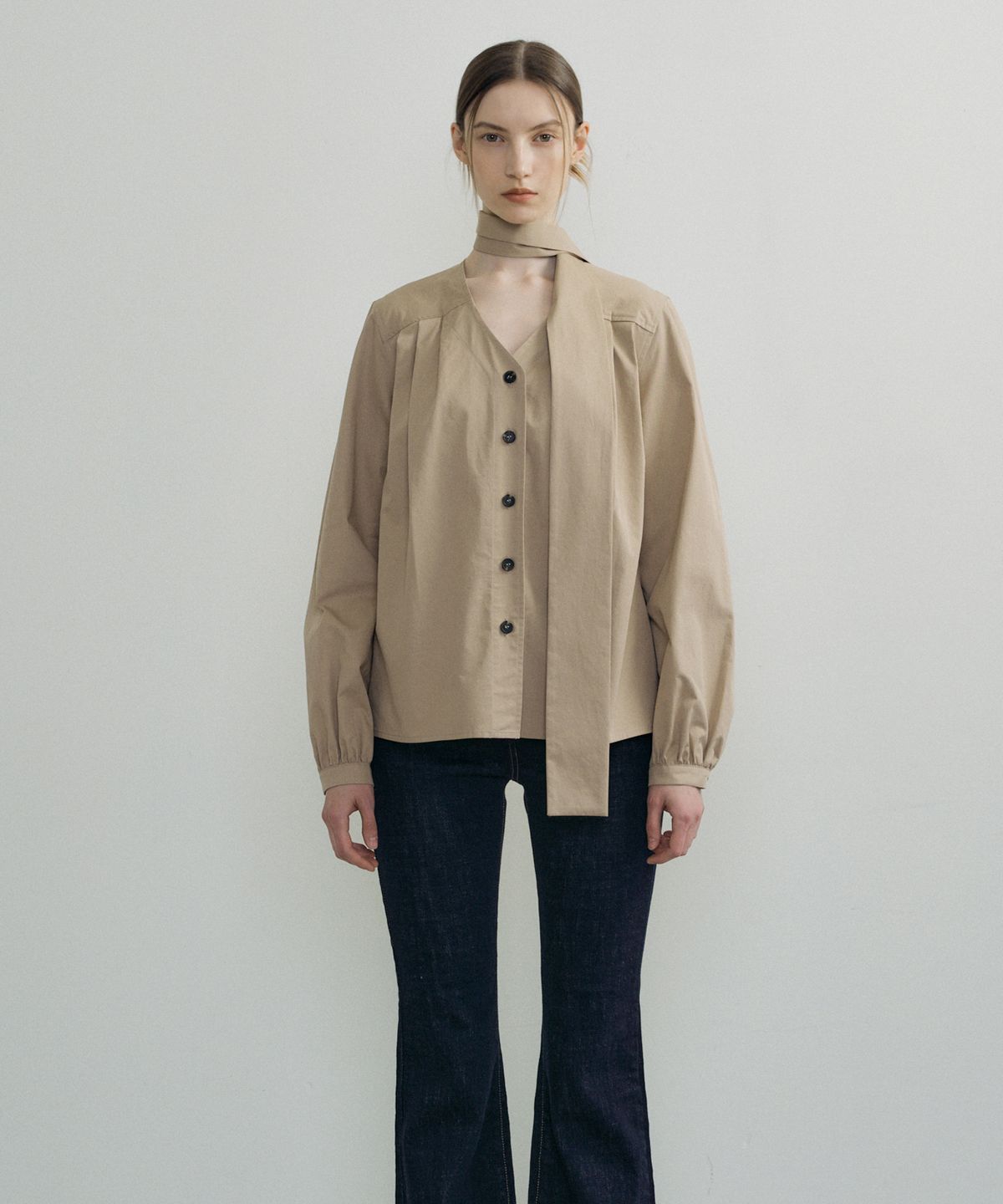 오떼뜨(OCTETTE) TRENCH TIE BLOUSE_2COLOR