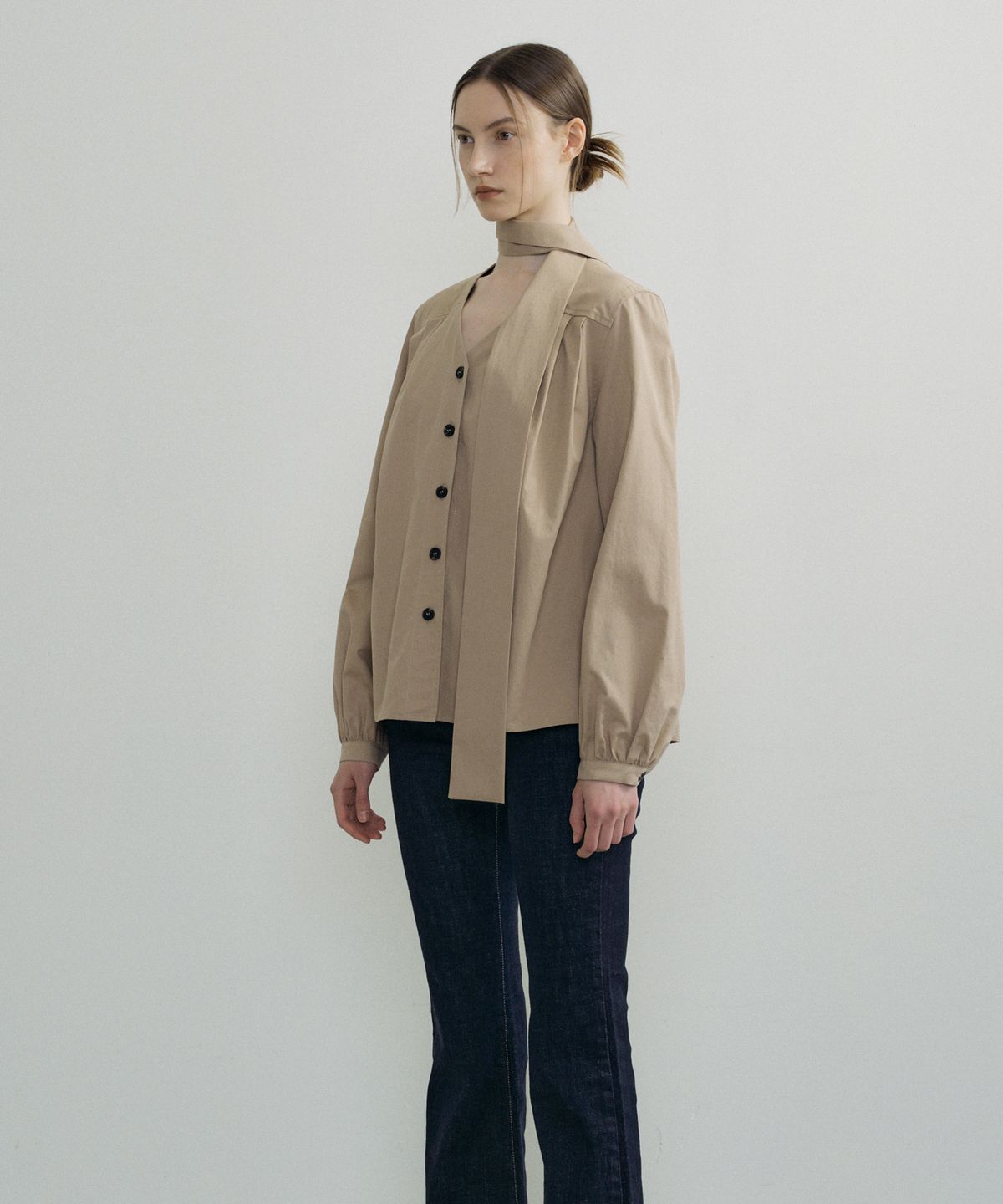 오떼뜨(OCTETTE) TRENCH TIE BLOUSE_2COLOR