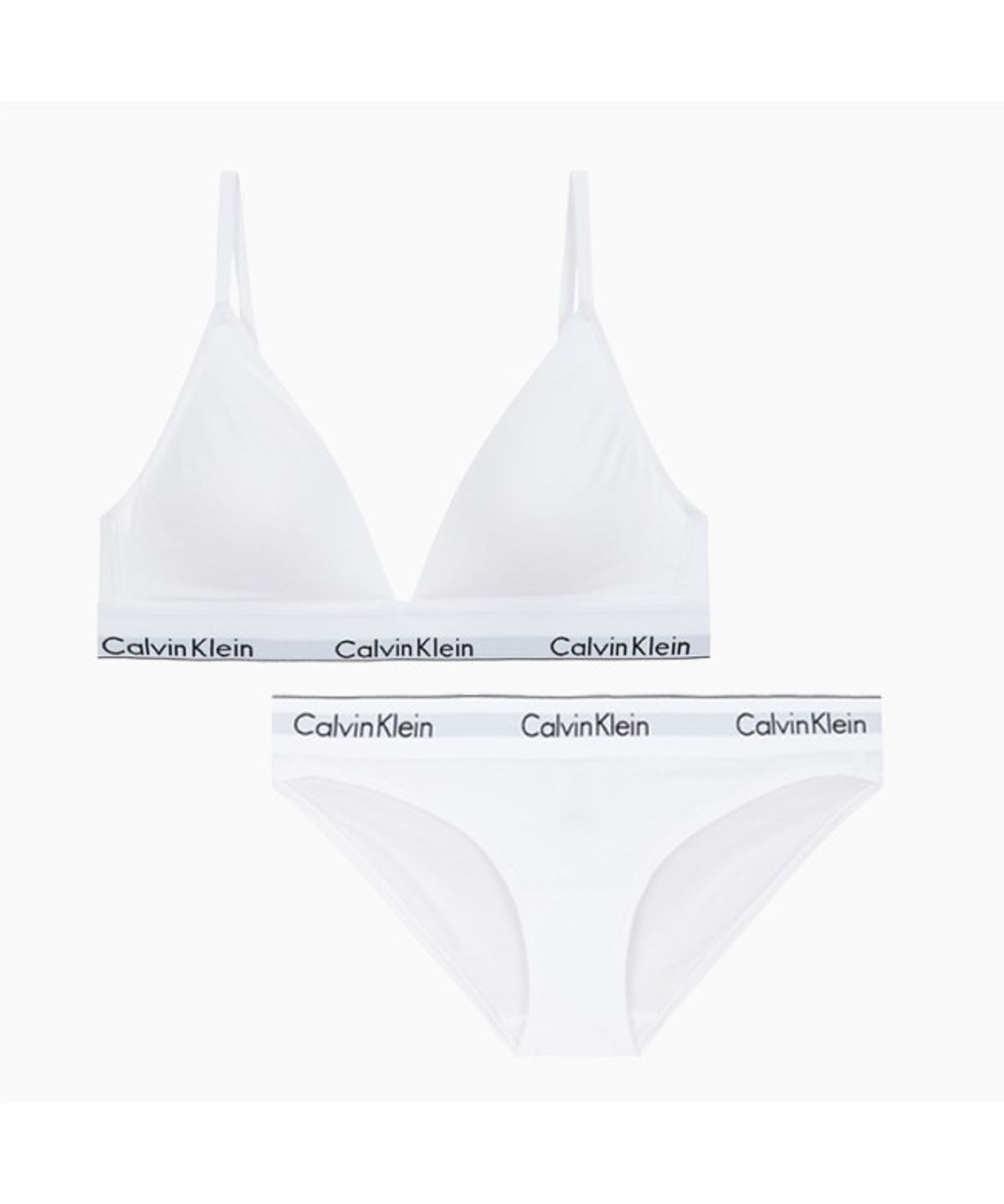 캘빈클라인 언더웨어(CALVIN KLEIN UNDERWEAR) 여성 아이콘 코튼 모달 트라이앵글 세트_화이트