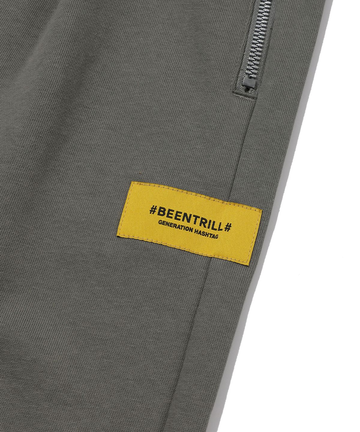 빈트릴 뉴욕(BEENTRILL NEWYORK) 원턱 와이드핏 스웻 팬츠(웜 카키)