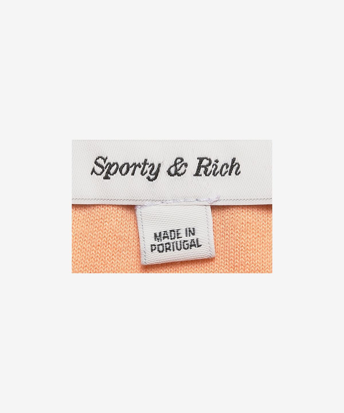 스포티앤리치(SPORTY&RICH) [옵션추가금액] 이탤릭 로고 엠브로이더드 반소매 폴로 셔츠 - 피치 / PO911PE