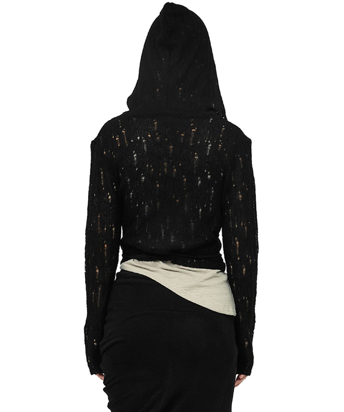 세릭(CERRIC) ERRATIC SCOTCH HOODIE LAP CARDIGAN / BLACK