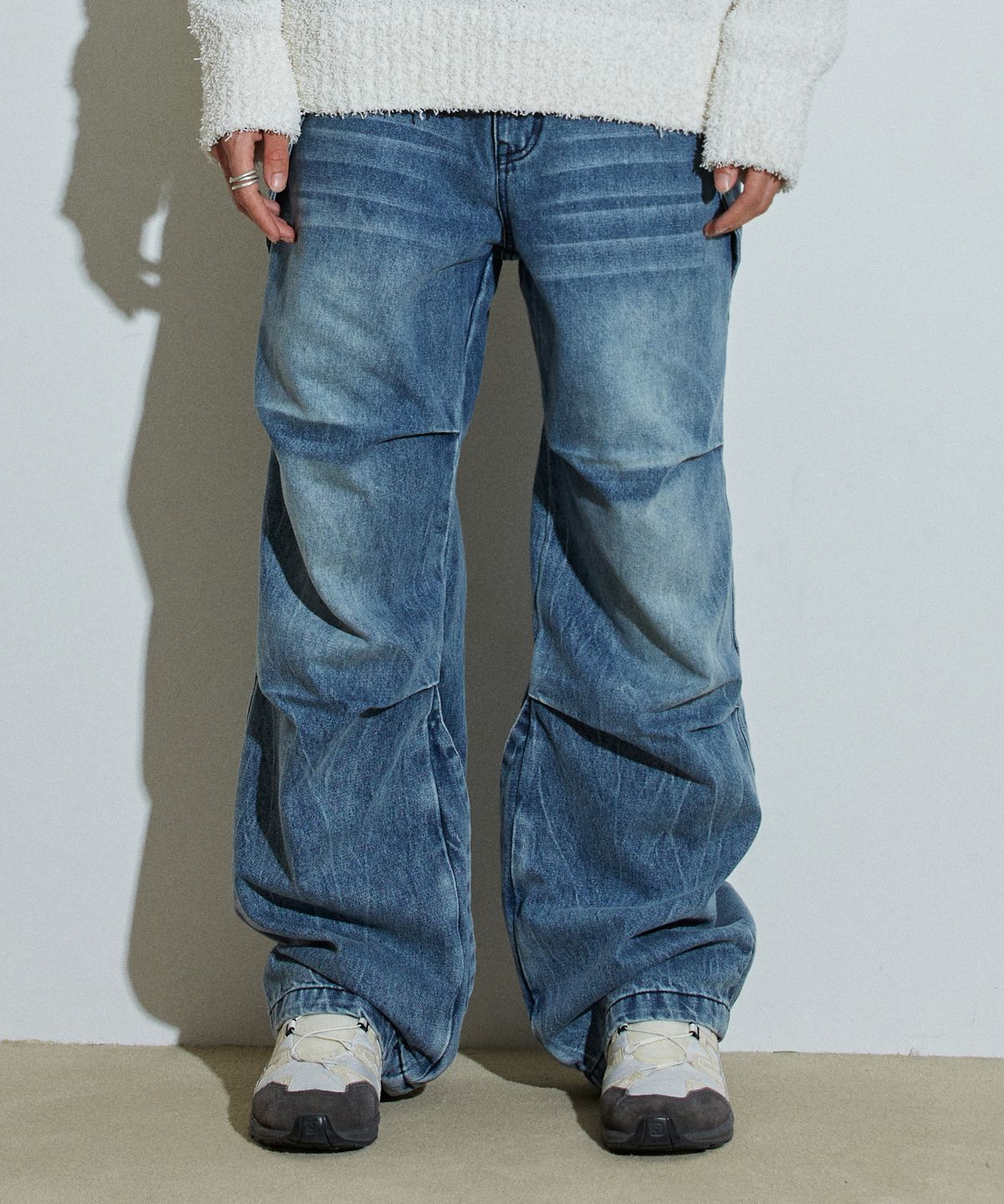 아이돈워너셀(IDWS) Side Flash Denim Parasuit Pants Indigo