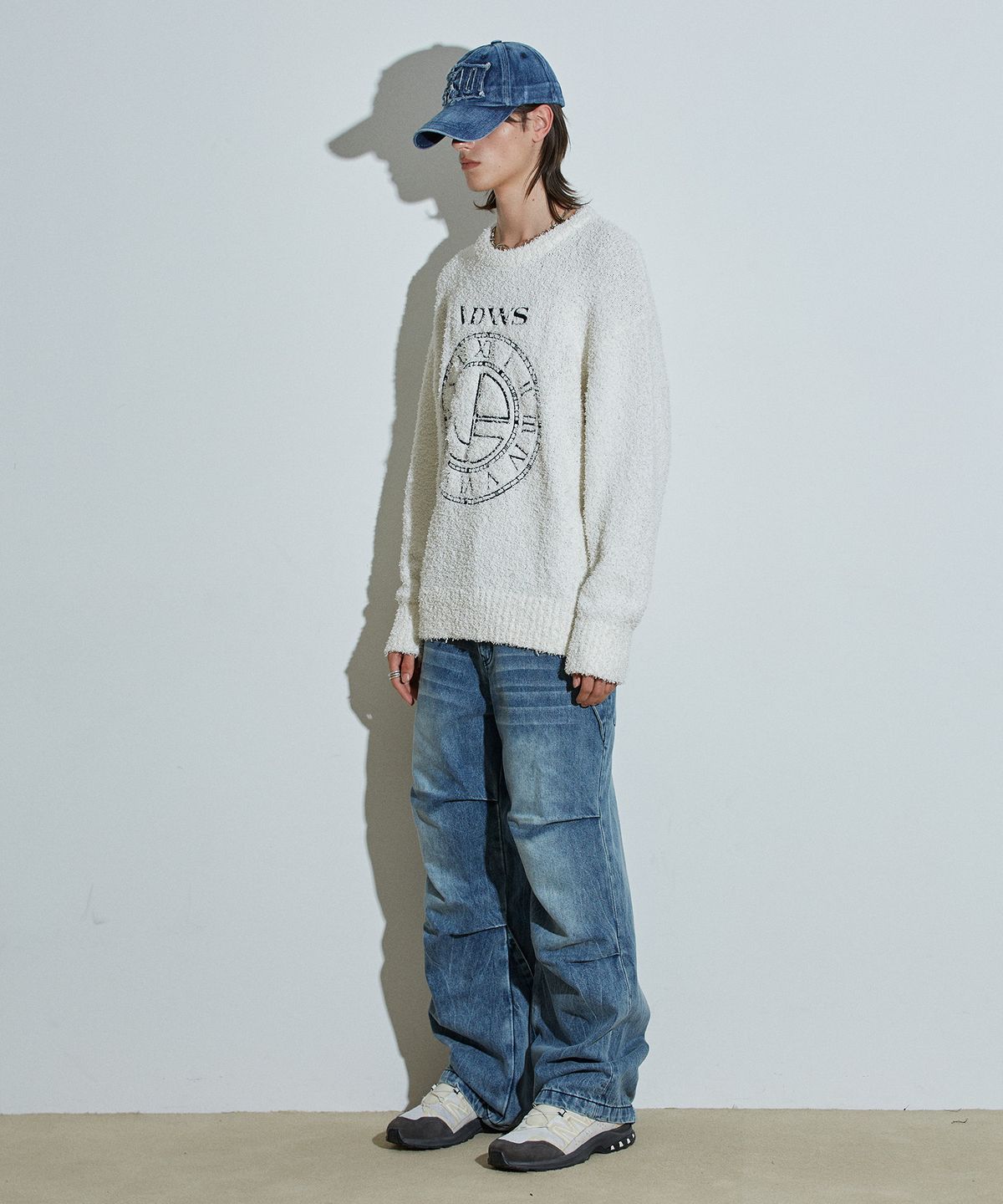 아이돈워너셀(IDWS) Time Logo Boucle Knit Ivory