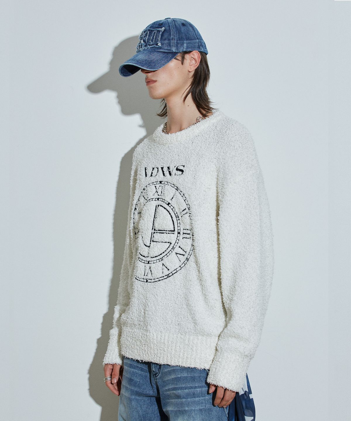 아이돈워너셀(IDWS) Time Logo Boucle Knit Ivory
