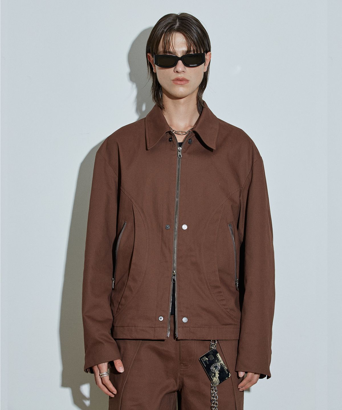 아이돈워너셀(IDWS) Muliti Zip Up Mail Jacket Brown