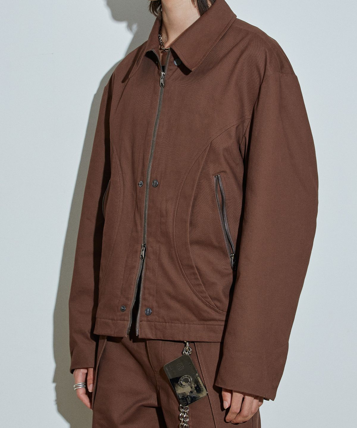 아이돈워너셀(IDWS) Muliti Zip Up Mail Jacket Brown