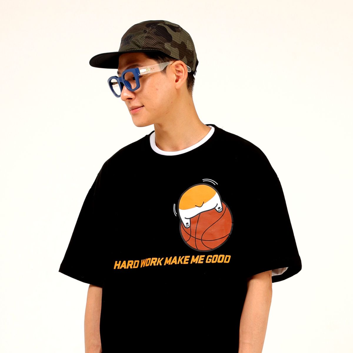 스터프(STUFF) 코기릴리 하드 워크 블랙 헤비 반팔티