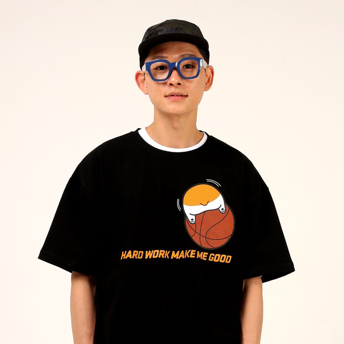 스터프(STUFF) 코기릴리 하드 워크 블랙 헤비 반팔티