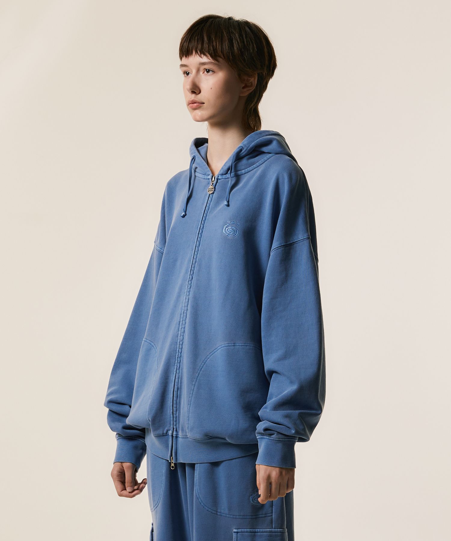 MUSINSA | LMC OVERDYED SPIRAL ZIP-UP HOODIE black