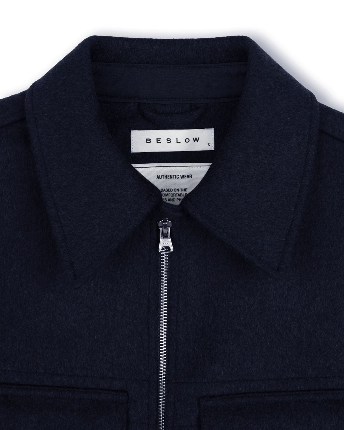 비슬로우(BESLOW) CASHMERE MILITARY ZIP-UP JACKET NAVY