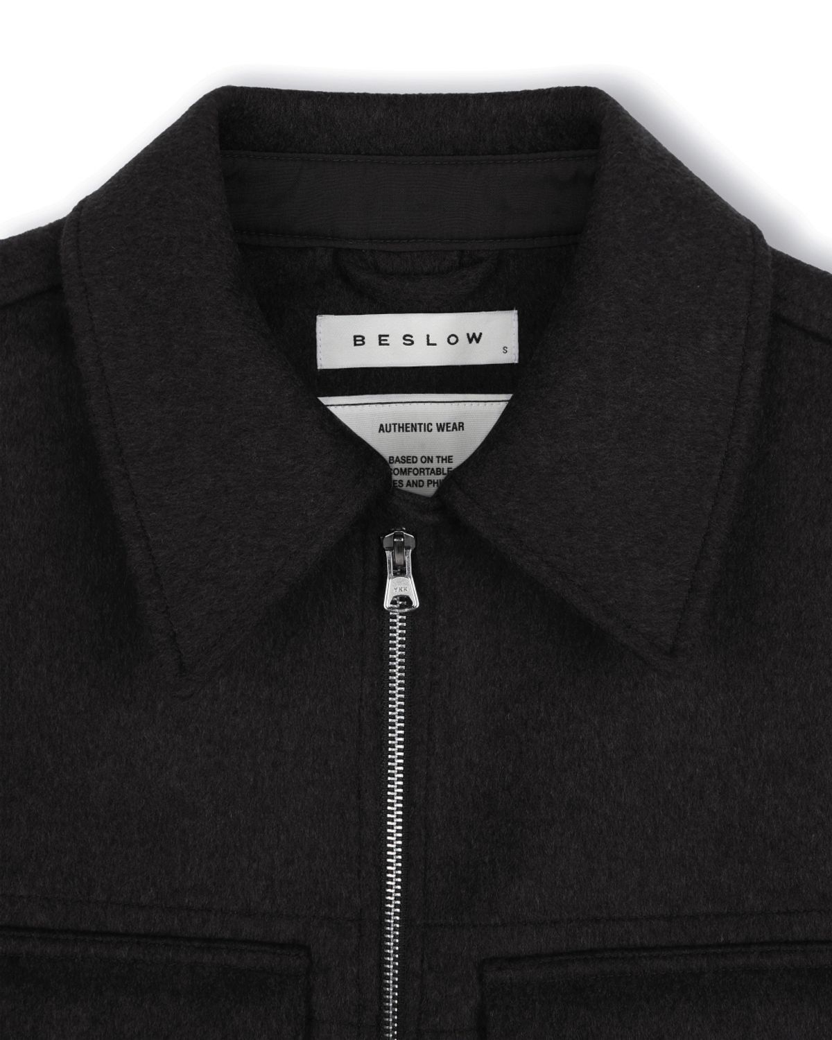 비슬로우(BESLOW) CASHMERE MILITARY ZIP-UP JACKET BLACK