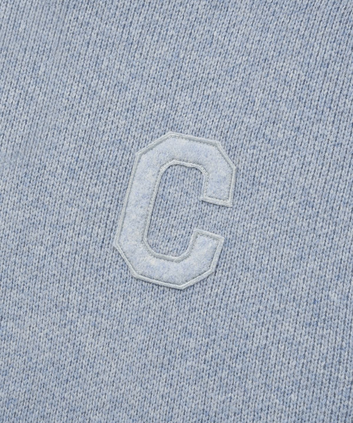 커버낫(COVERNAT) C 로고 램스울 후디 집업 니트 블루