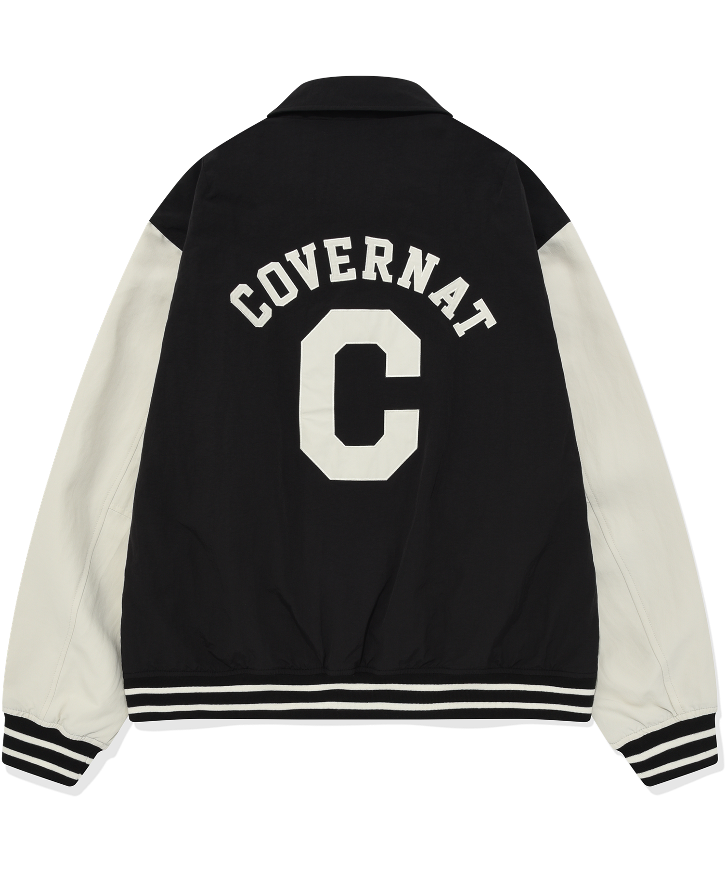 MUSINSA | COVERNAT C logo collar varsity jacket black