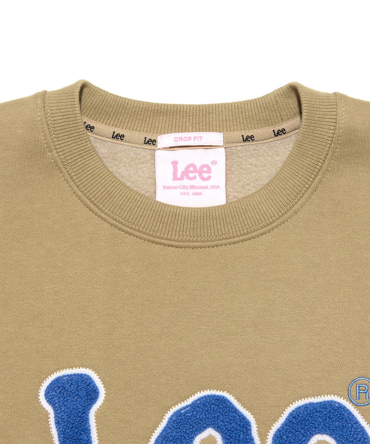 리(LEE) 우먼 빅 트위치 부클 크롭 기모 맨투맨 베이지