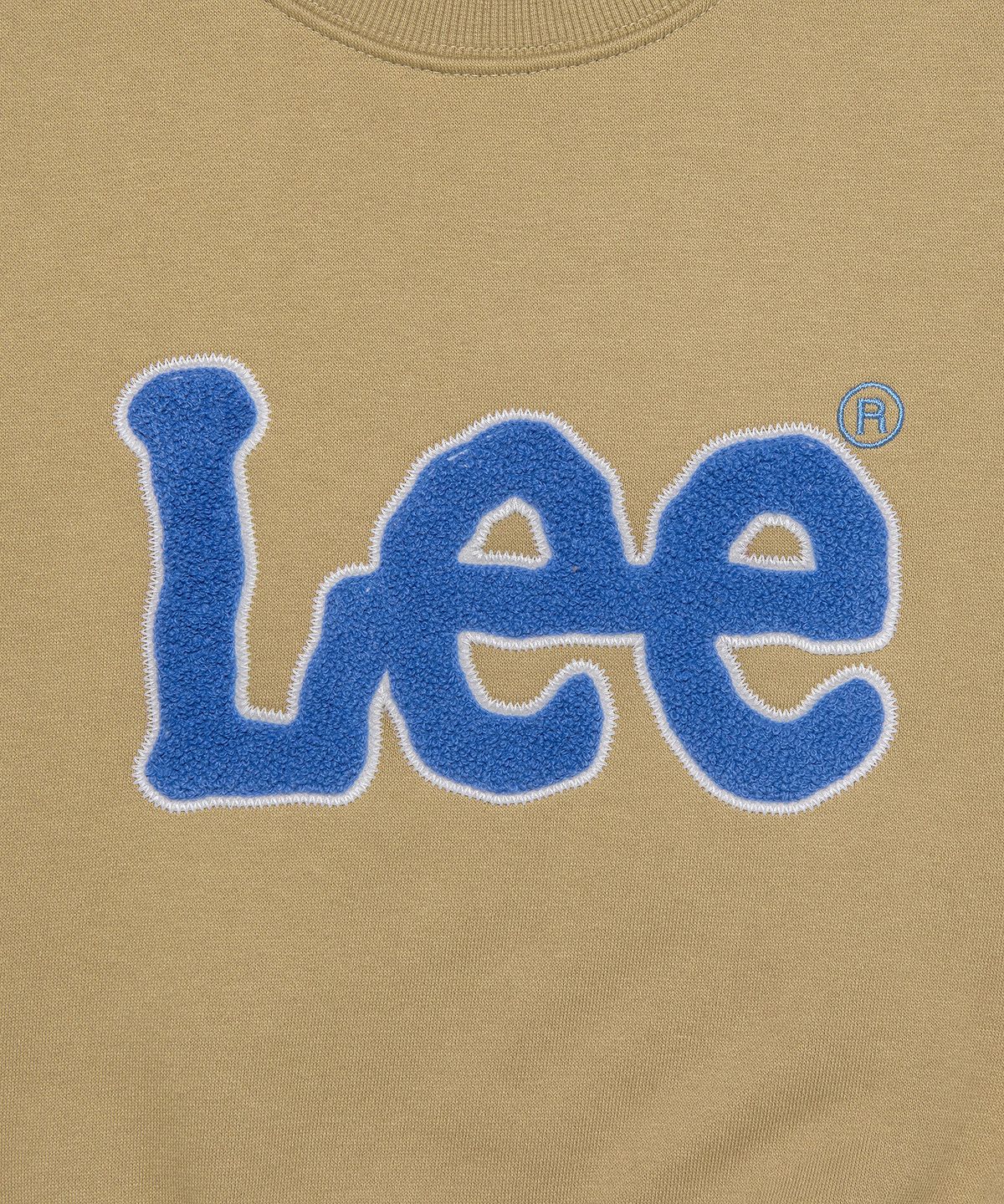 리(LEE) 우먼 빅 트위치 부클 크롭 기모 맨투맨 베이지