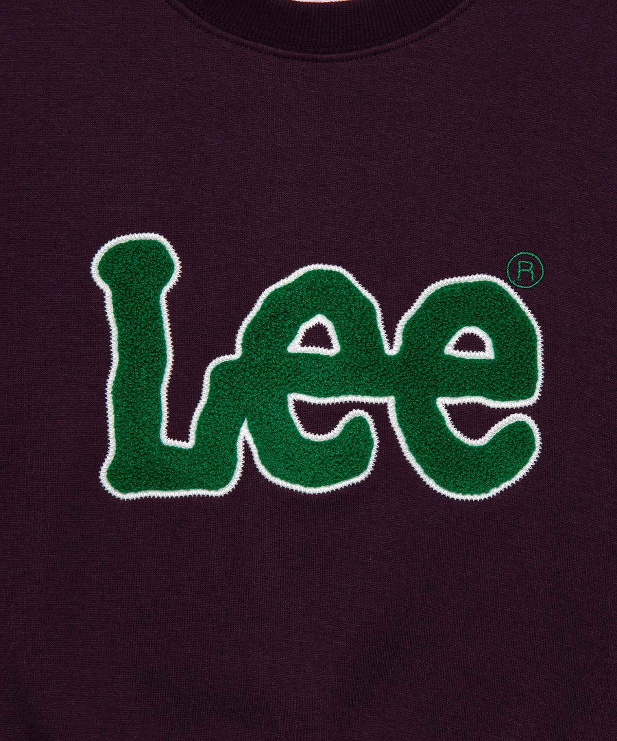 리(LEE) 우먼 빅 트위치 부클 크롭 기모 맨투맨 버건디