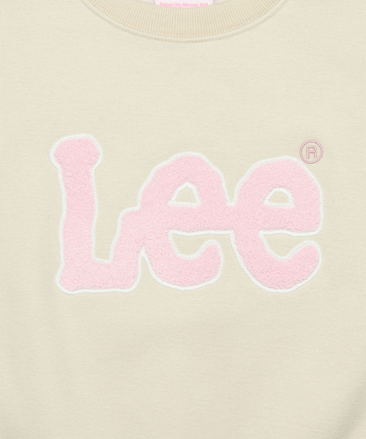 리(LEE) 우먼 빅 트위치 부클 크롭 기모 맨투맨 아이보리