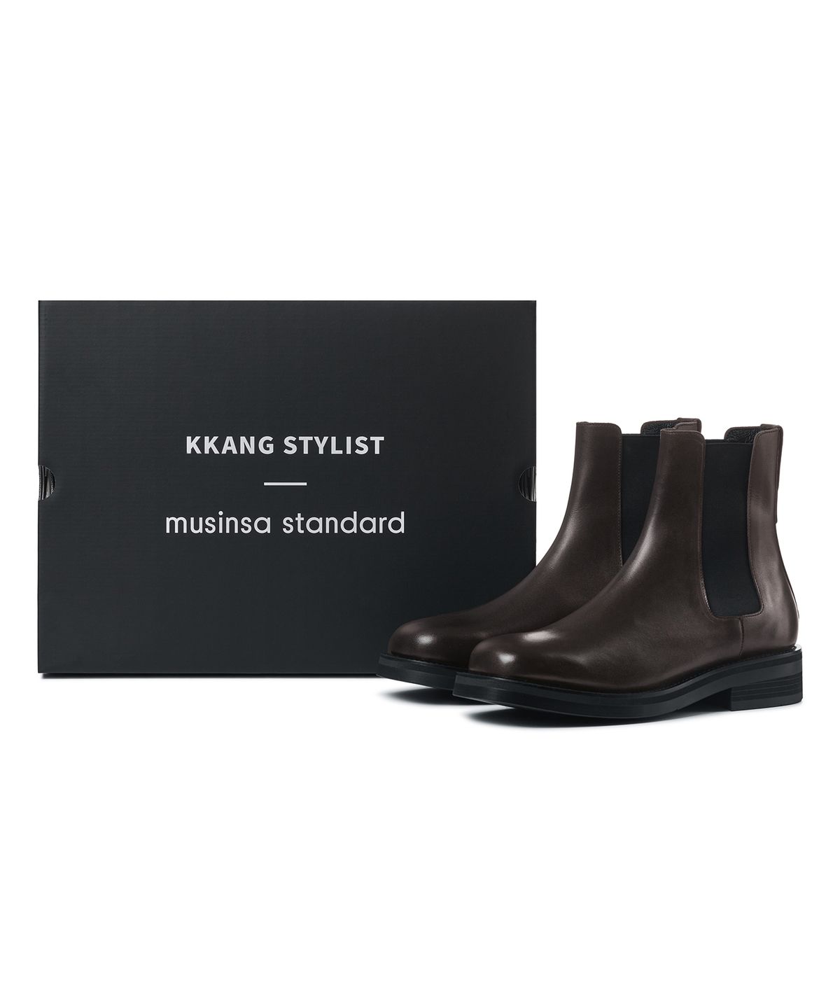 무신사 스탠다드(MUSINSA STANDARD) 라운드 스퀘어 첼시 부츠 [브라운]
