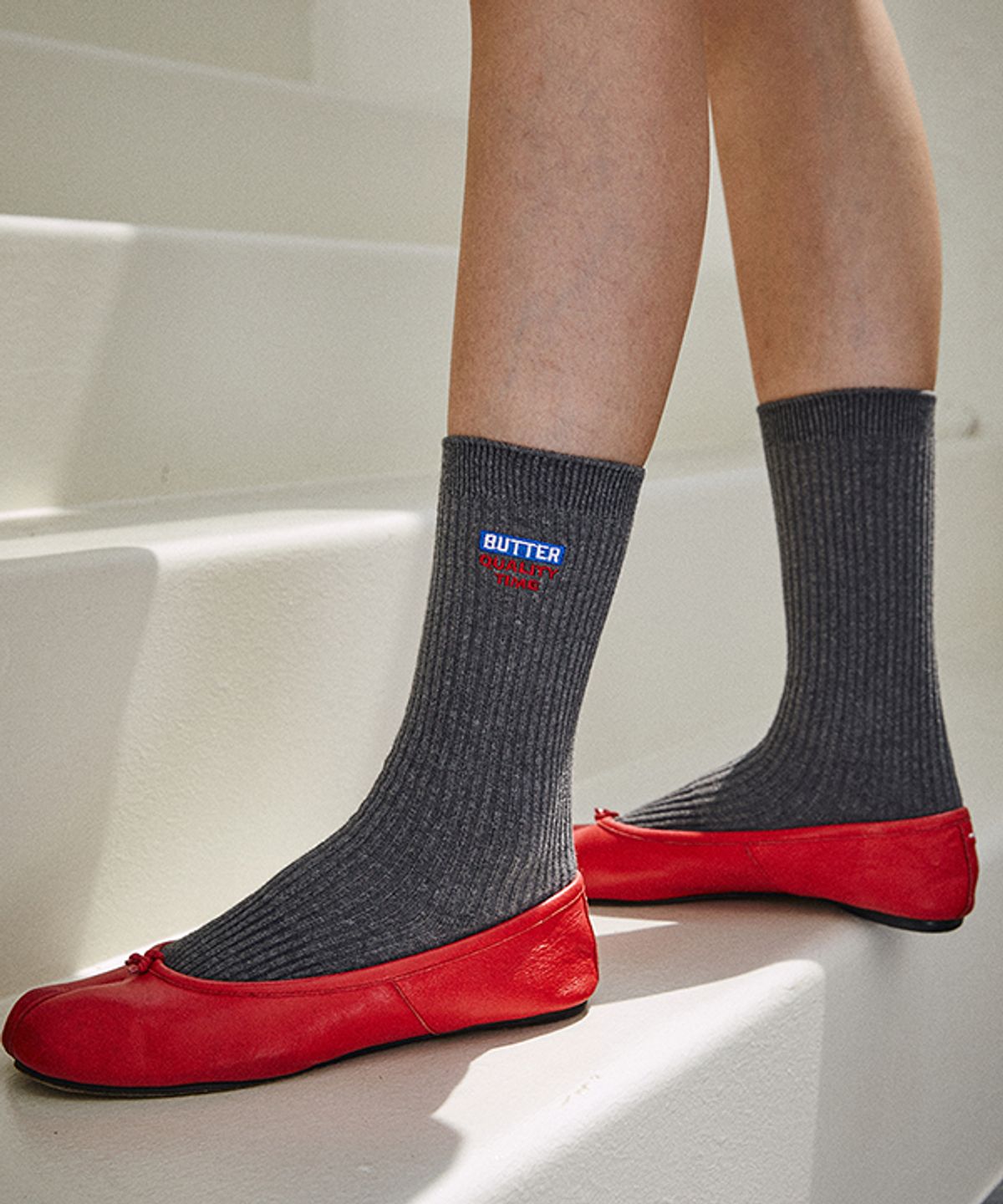 그린버터(GREENBUTTER) Butter Long Socks (Charcoal)