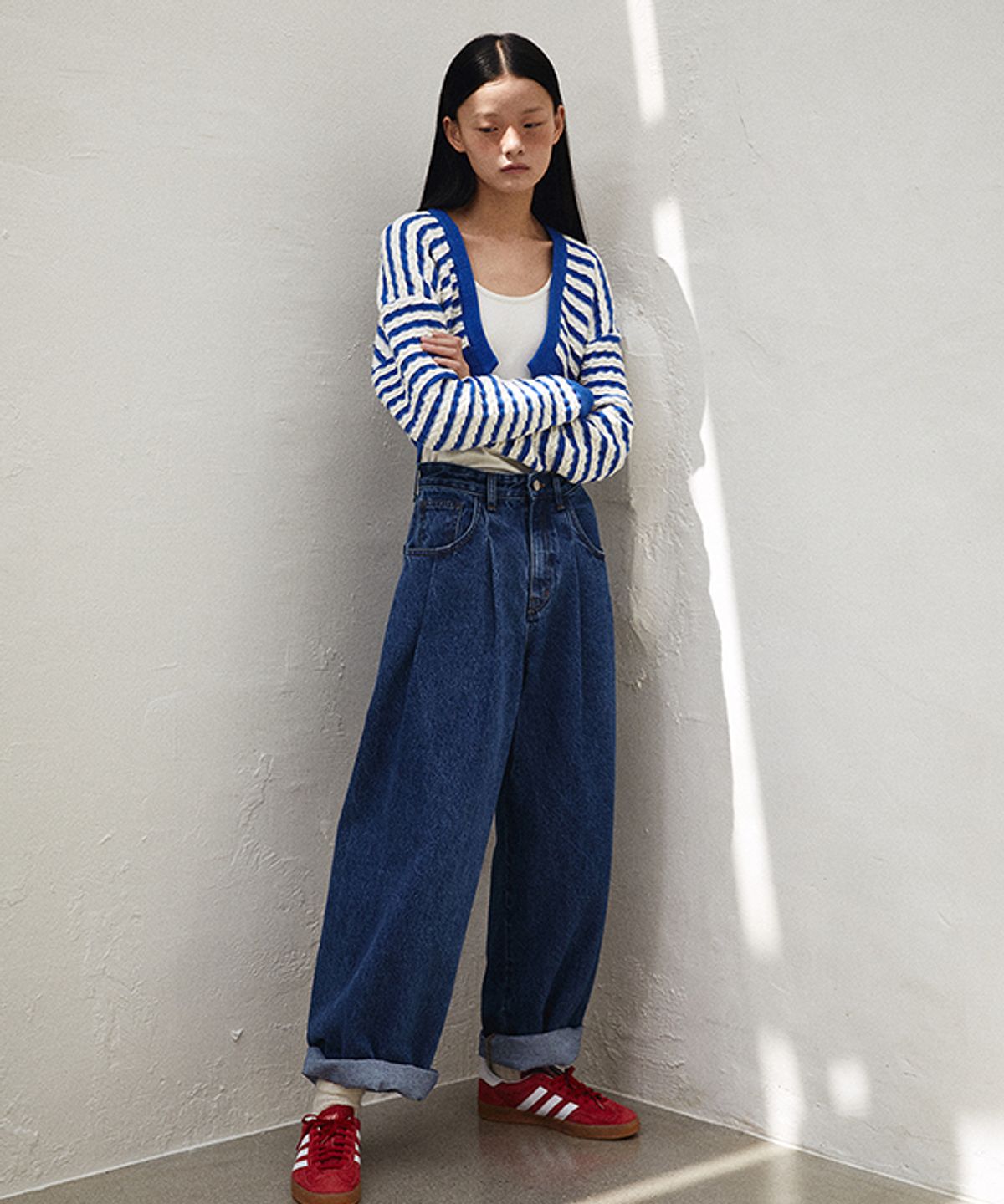 그린버터(GREENBUTTER) Balloon Deep Blue Jeans (Deep blue)