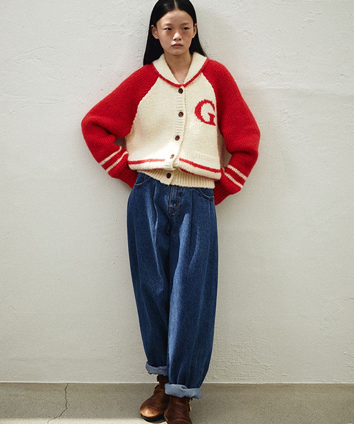그린버터(GREENBUTTER) Balloon Deep Blue Jeans (Deep blue)