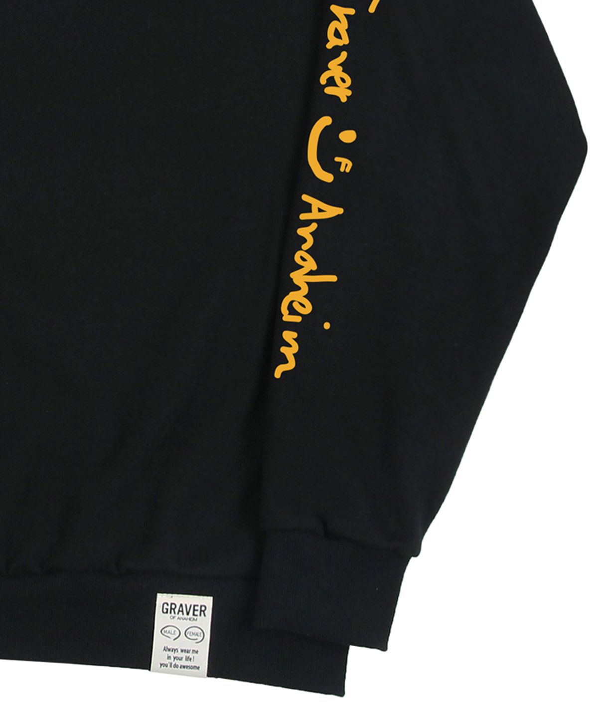 그레이버(GRAVER) [UNISEX]엘보우 드로잉 로고 스마일 맨투맨_블랙
