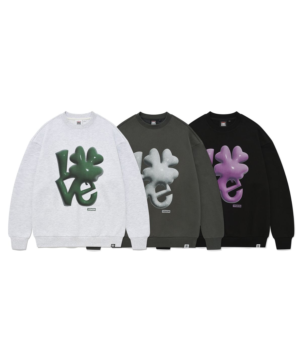 비전스트릿웨어(VISION STREETWEAR) VSW 3D Love Crewneck Light Gray